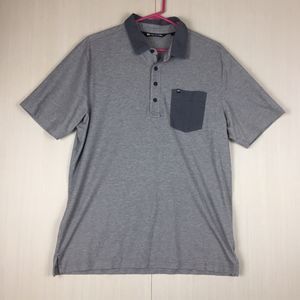 TRAVIS MATHEW Men's Grey Gray Polo Short Sleeve Shirt Regular L Large